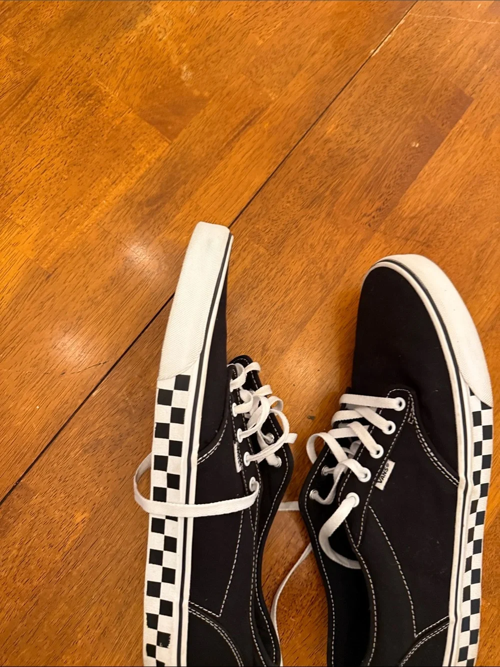 Vans Black & White Checkerboard Low-Top Canvas Sneakers size 14